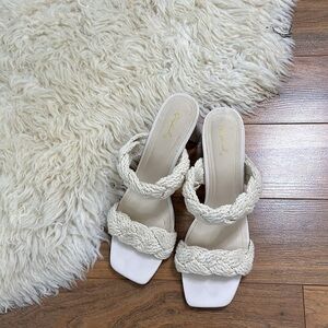QUPID embroidery sandals size 10 Qupid Kerstin Braided Mules   Cream Coloured